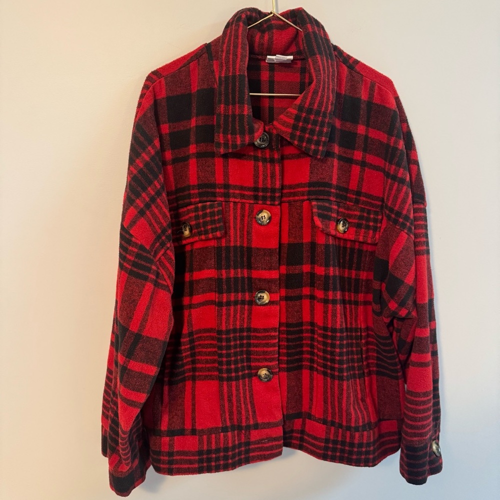 LULAROE Women's Flannel Jacket Red & Black Plaid Size 2XL